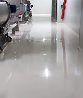 A white floor with some red lines on it